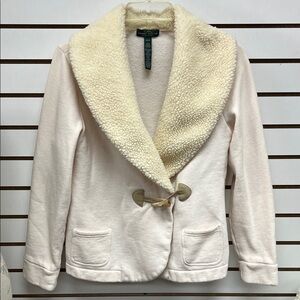 Lauren Ralph Lauren Cream Teddy Jacket with Sherpa Collar